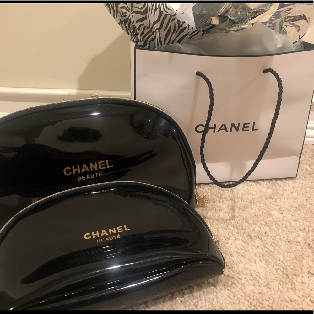 Chanel Cosmetic Pouch Bag Set of 3 as a BONUS BUY-Chanel Gift Bag FREE!